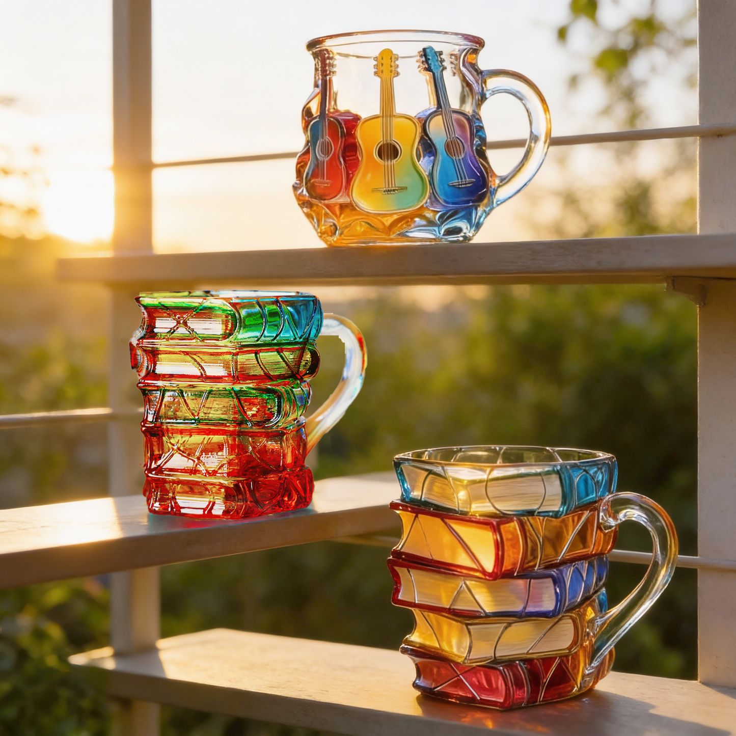 📚🍸Innovative 3D Painting Book Coffee Cup, Unique Stacked Book Mug, Perfect Gift for Literature Lovers, Creative Colorful Book Gift