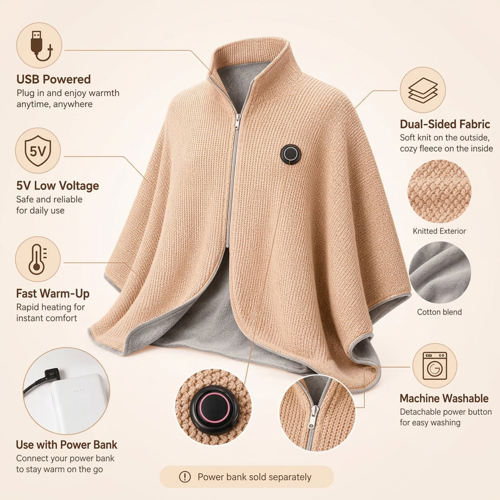 ❄️ Stay Warm All Winter — Portable Electric Heated Blanket Shawl