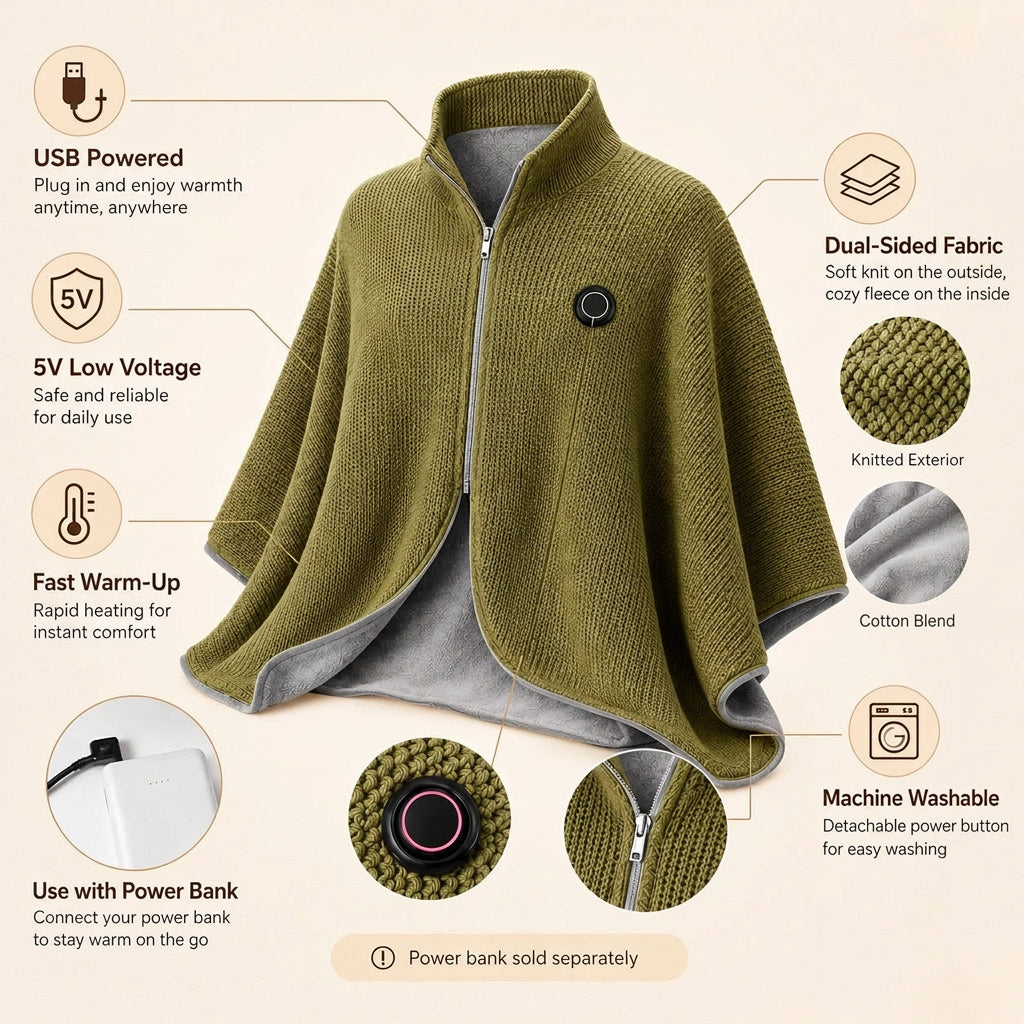 ❄️ Stay Warm All Winter — Portable Electric Heated Blanket Shawl