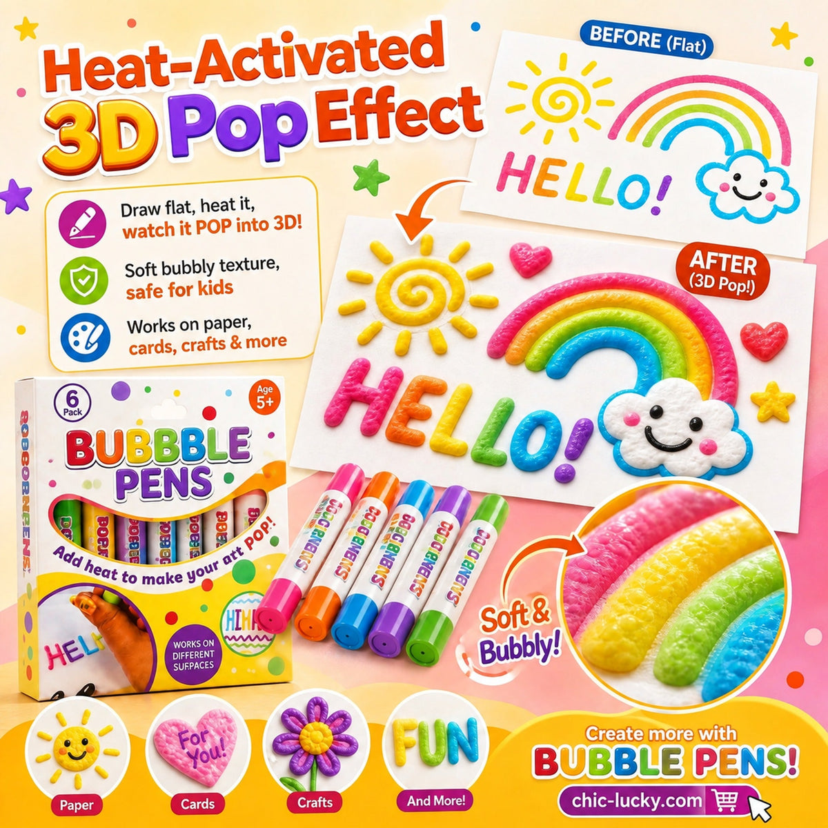 💥🎁🔮Magic Pen – Draw 3D with one stroke!🎄 DIY Bubble Popcorn Drawing Pens 🔥