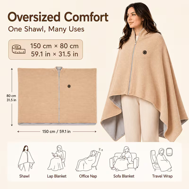 ❄️ Stay Warm All Winter — Portable Electric Heated Blanket Shawl