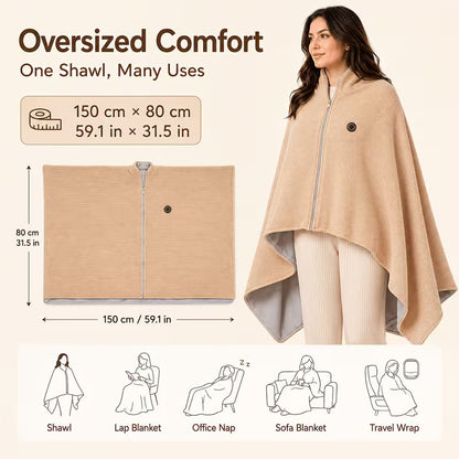 ❄️ Stay Warm All Winter — Portable Electric Heated Blanket Shawl