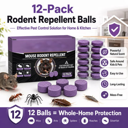 🐭 🐭12-Pack Rodent Repellent Balls for Home Kitchen--🌿 A SCENT BARRIER THEY DON’T WANT TO STICK AROUND