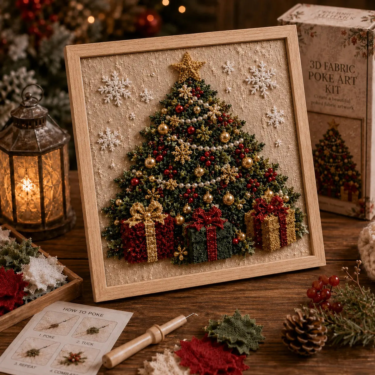 3D Christmas Fabric Poke Art Kit - DIY Snowman Embroidery Artwork, Handmade Holiday Wall Decor Gift for Adults & Beginners