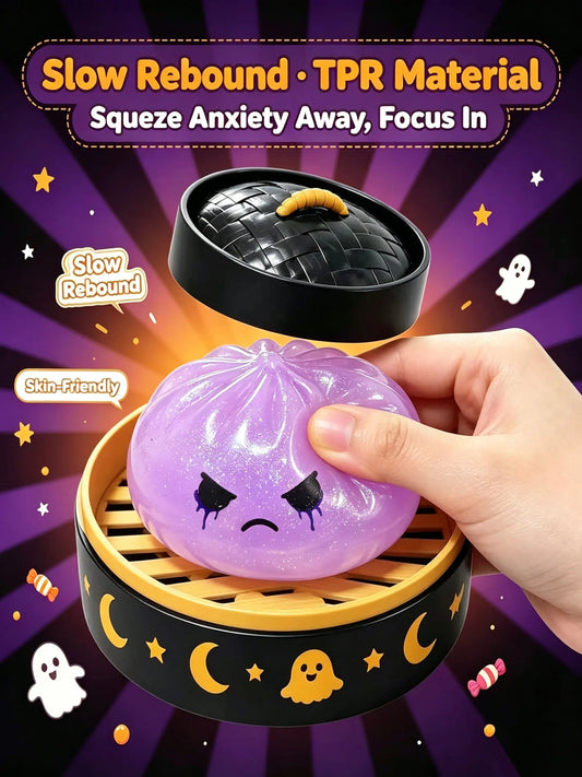 Halloween Ghost Dumpling Glitter Squeeze Toy Set, Spooky Stress Relief Squishy Fidget Toys, Portable Hand Decompression Toy, Halloween Party Favors Trick Treat Bag Fillers Holiday Gifts