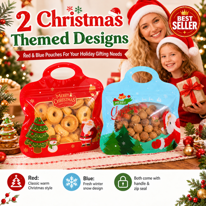 💖LAST DAY SALE 50% OFF!!🎁Easy Fill, Easy Seal🎄 Festive Self-Seal Treat Bags – Santa & Snowman Print | Resealable, Food-Safe & Perfect for Cookies, Chocolates & Little Gifts 🎅⛄