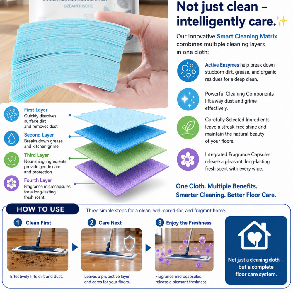 🥳2026 HOT SALE🥳💞50K+ SOLD!⏳✨ 50% OFF! Water‑Soluble Floor Sheets – Just drop in water, no measuring. Cleans & shines all floors. Safe & streak‑free. 120 sheets pack. Your daily helper. 🧹💧