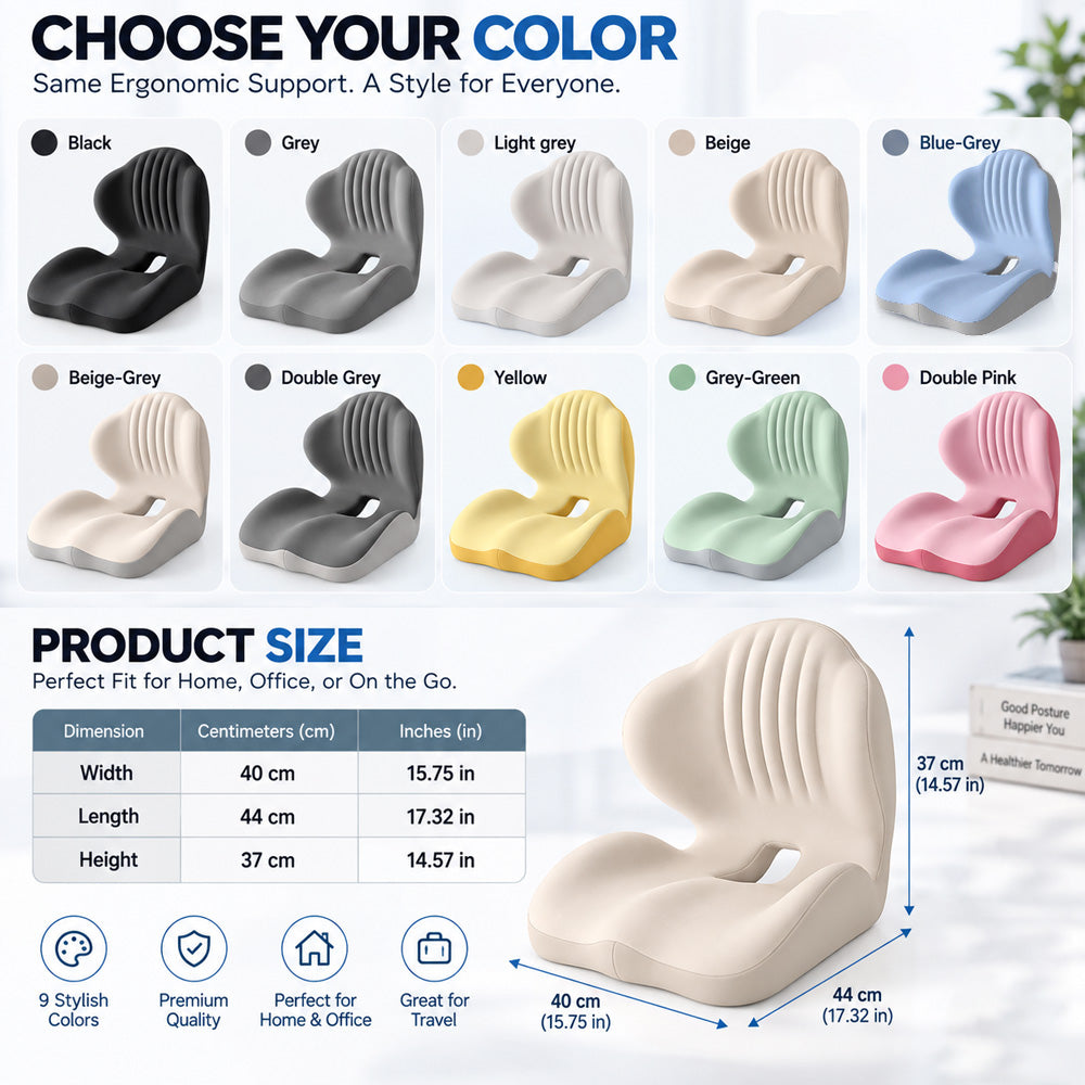 🪑 56% OFF NOW! ✨ Ergonomic memory foam seat cushion with back support – comfortable & supportive for home, office, and car 💺🛡️
