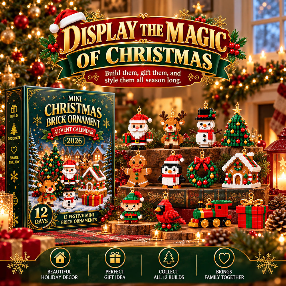⏳ Last day to save 49% – 🎄 12-Day Mini Christmas Ornament Advent Calendar | 12 unique festive buildable designs with hanging loops—perfect for decorating Christmas trees, wreaths, and holiday displays 🧱