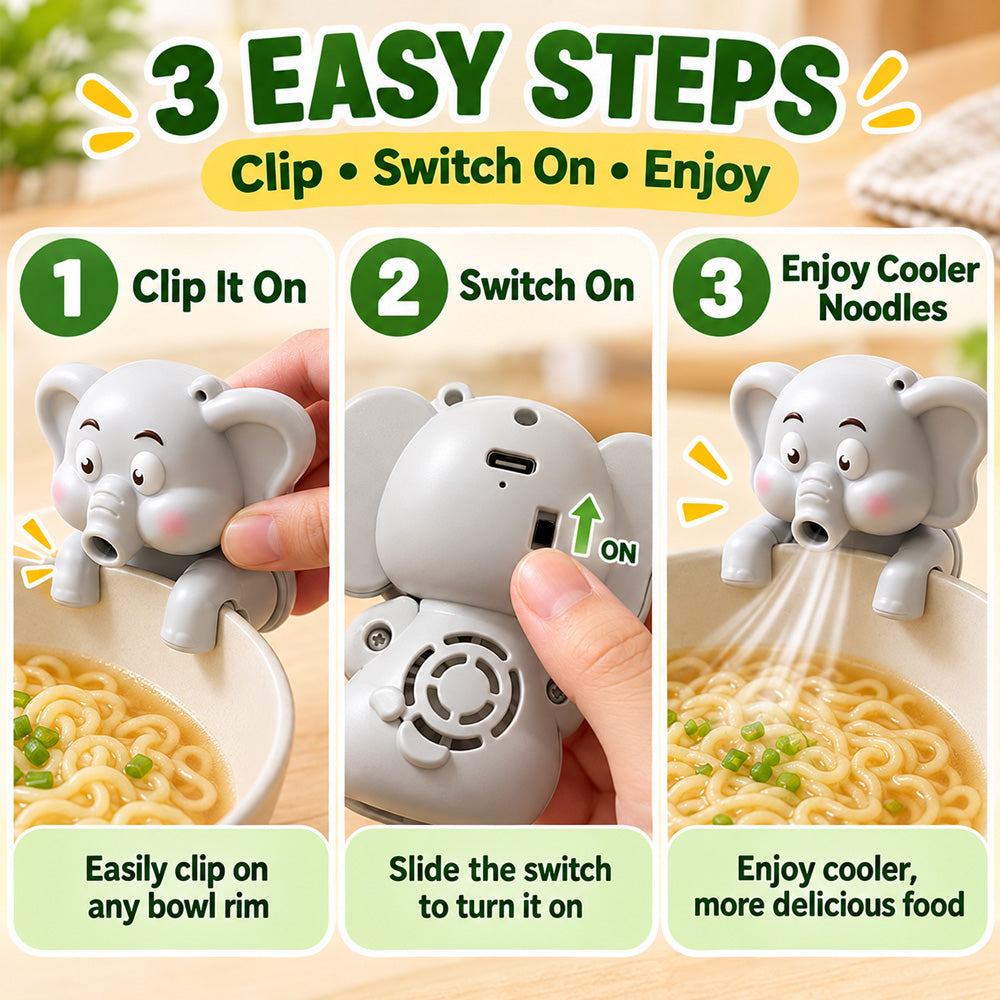 🌬️🦖Clip‑On Mini Fan, Dinosaur & Elephant Styles for Soup, Tea & Coffee