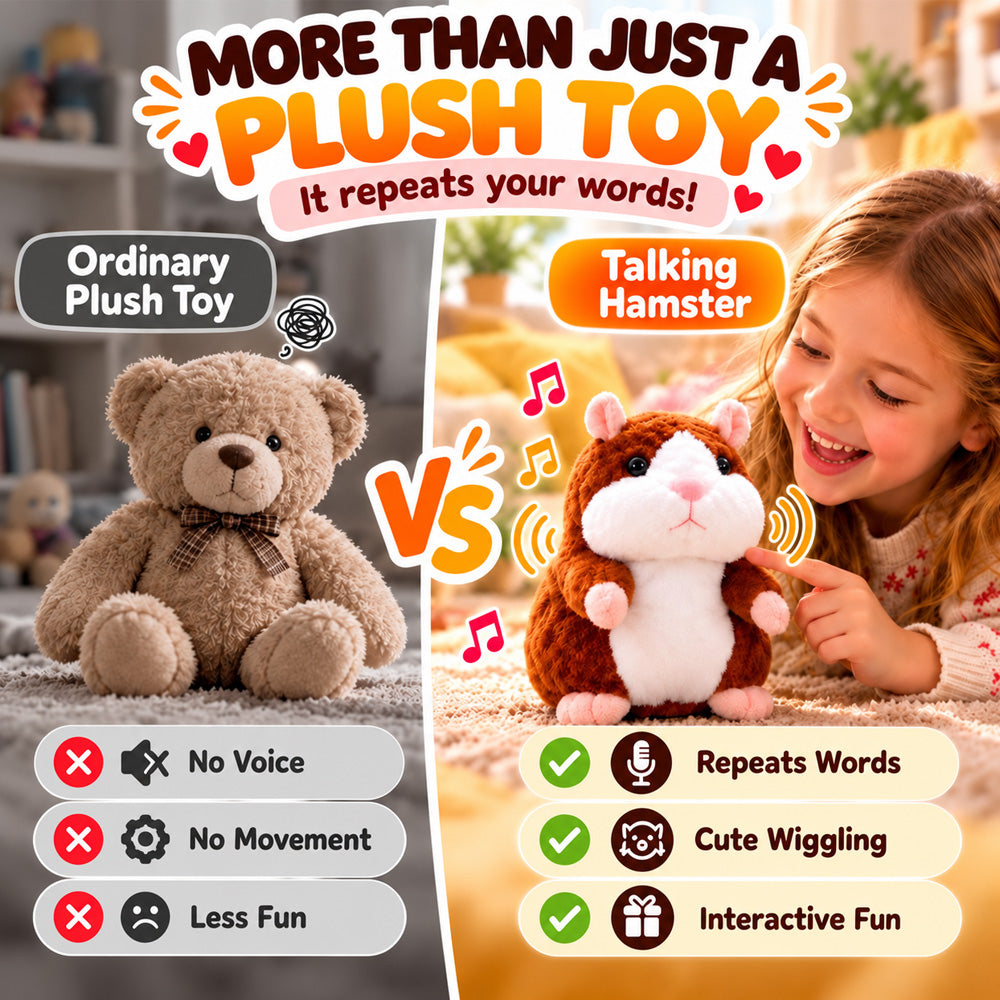 🐹 Last Day Special Price £9.99! Free Shipping！✨Talking Hamster Plush – repeats whatever you say, auto head-shaking, hilarious fun for kids & adults.🎁
