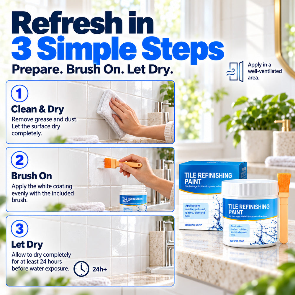 White Tile Refinishing Paint with Brush/✨ REFRESH OLD, STAINED SURFACES