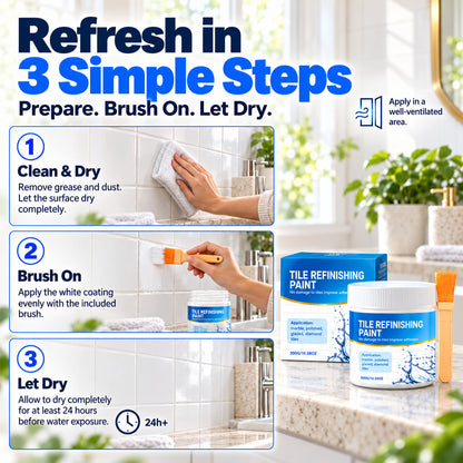 White Tile Refinishing Paint with Brush/✨ REFRESH OLD, STAINED SURFACES