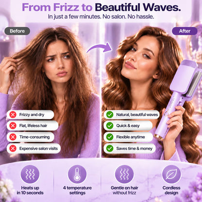 ✨ 50% OFF! 32mm Waver – Soft Waves, Full of Glamour! 🌊 4 temperature settings, ready to use in around 10 seconds, with ionic technology.