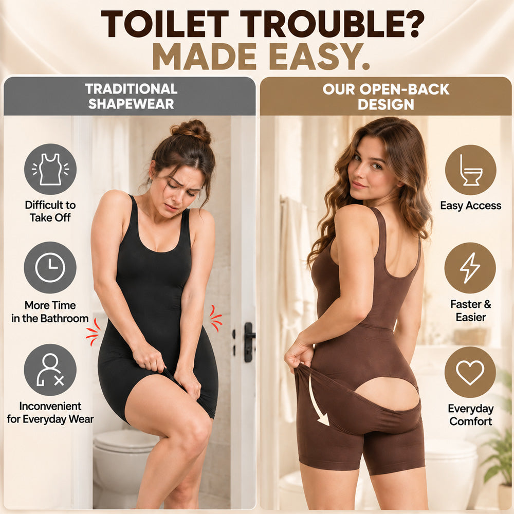 Back Pull Down Easy Bathroom Shaping Bodysuit | Tummy & Butt Contour Shapewear
