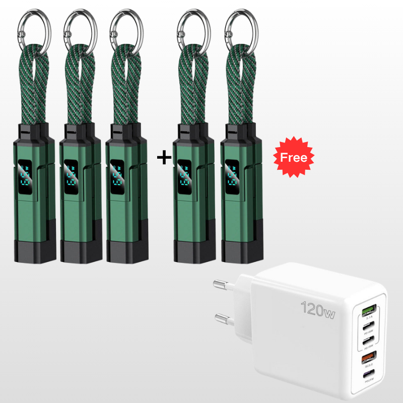🔥HOT SALE 40% OFF🔥4-in-1 Digital Display Keychain Charging Cable
