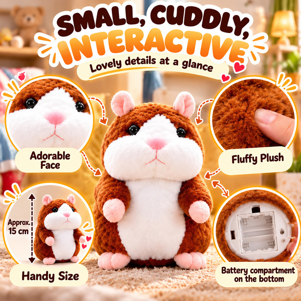 🐹 Last Day Special Price £9.99! Free Shipping！✨Talking Hamster Plush – repeats whatever you say, auto head-shaking, hilarious fun for kids & adults.🎁