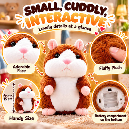 🐹 Last Day Special Price £9.99! Free Shipping！✨Talking Hamster Plush – repeats whatever you say, auto head-shaking, hilarious fun for kids & adults.🎁