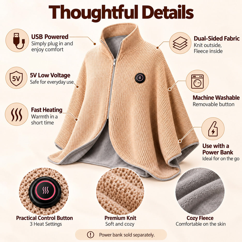 ❄️ Stay Warm All Winter — Portable Electric Heated Blanket Shawl