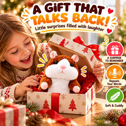 🐹 Last Day Special Price £9.99! Free Shipping！✨Talking Hamster Plush – repeats whatever you say, auto head-shaking, hilarious fun for kids & adults.🎁