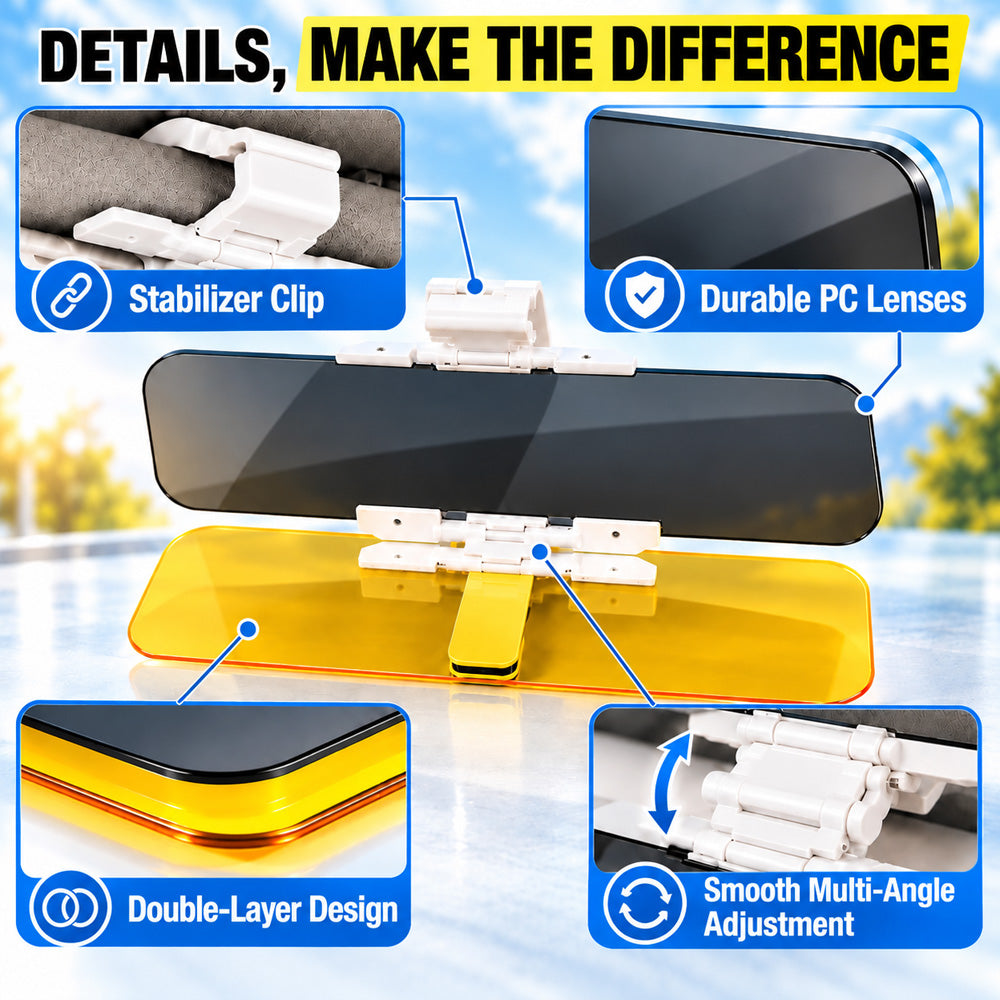 Universal HD Anti-Glare Car Visor for Day & Night-Upgraded Mirror Version