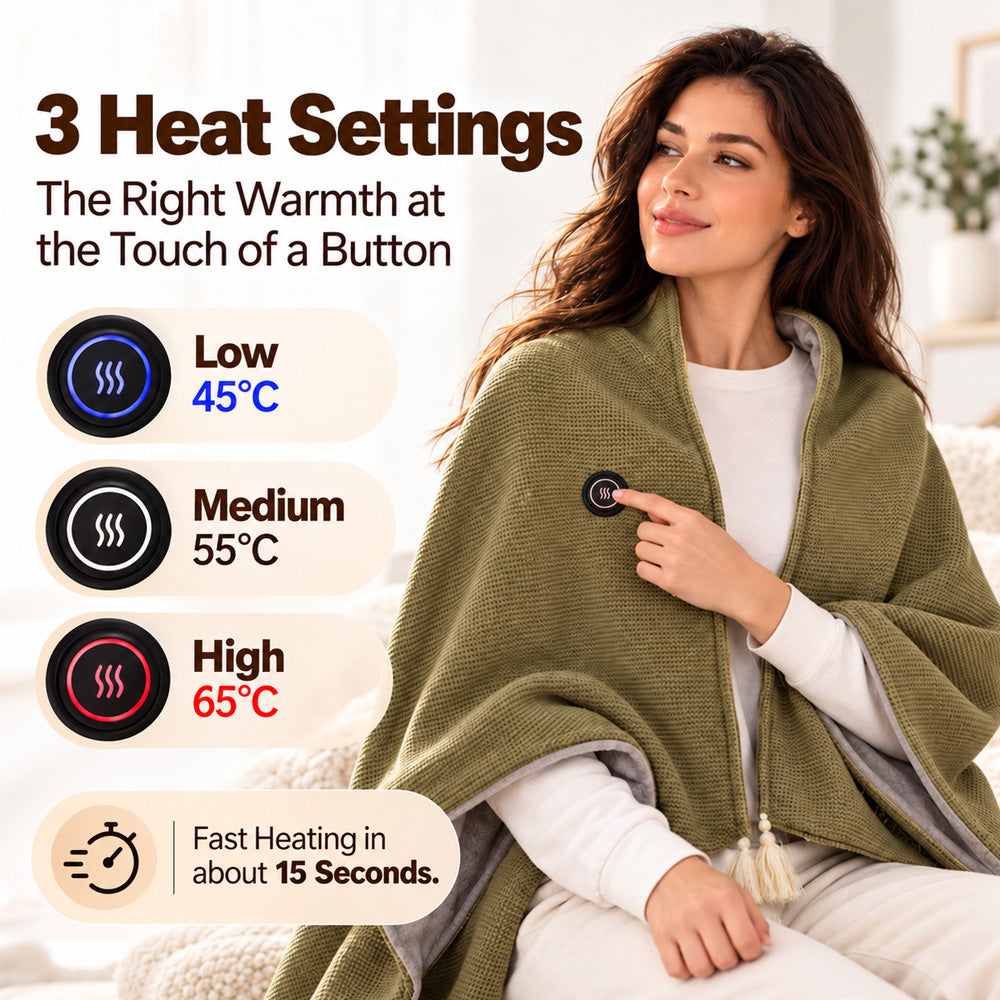 ❄️ Stay Warm All Winter — Portable Electric Heated Blanket Shawl