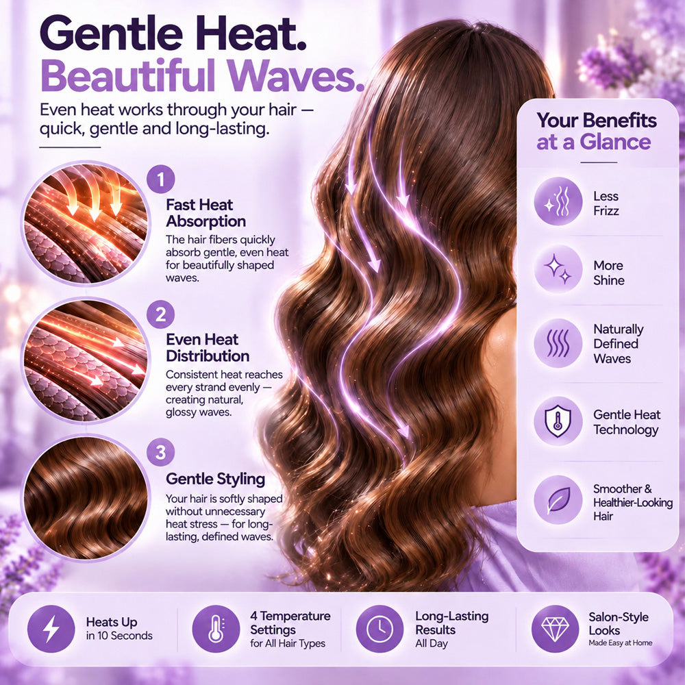 ✨ 50% OFF! 32mm Waver – Soft Waves, Full of Glamour! 🌊 4 temperature settings, ready to use in around 10 seconds, with ionic technology.