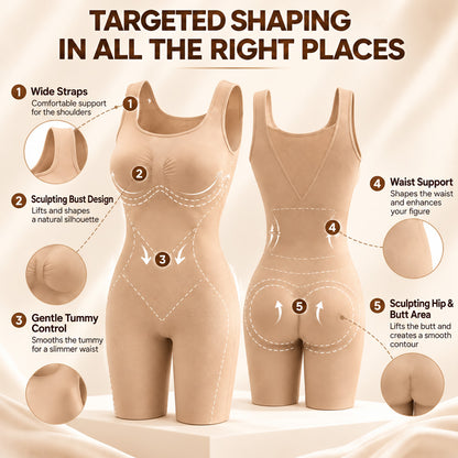 Back Pull Down Easy Bathroom Shaping Bodysuit | Tummy & Butt Contour Shapewear