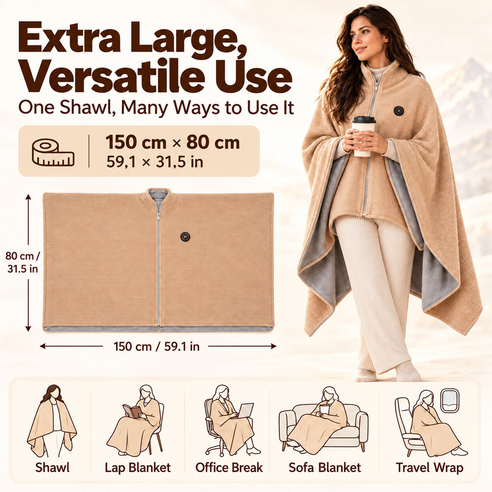 ❄️ Stay Warm All Winter — Portable Electric Heated Blanket Shawl
