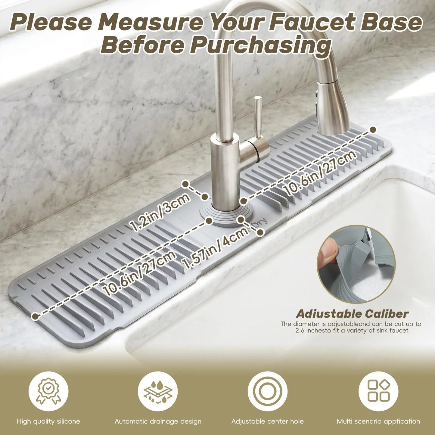Adjustable Silicone Faucet Splash Guard Mat – Quick-Dry Sink Water Catcher for Kitchen & Bathroom
