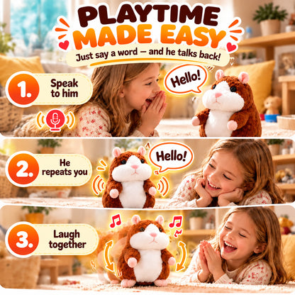 🐹 Last Day Special Price £9.99! Free Shipping！✨Talking Hamster Plush – repeats whatever you say, auto head-shaking, hilarious fun for kids & adults.🎁