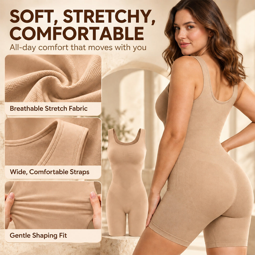 Back Pull Down Easy Bathroom Shaping Bodysuit | Tummy & Butt Contour Shapewear