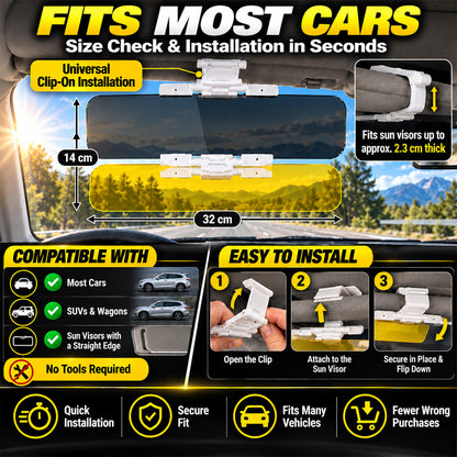 Universal HD Anti-Glare Car Visor for Day & Night-Upgraded Mirror Version
