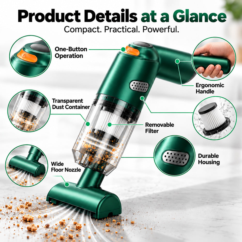 ⏰ Newly Upgraded Cordless Car Vacuum – 10000Pa Suction & 4000mAh Battery 🚗