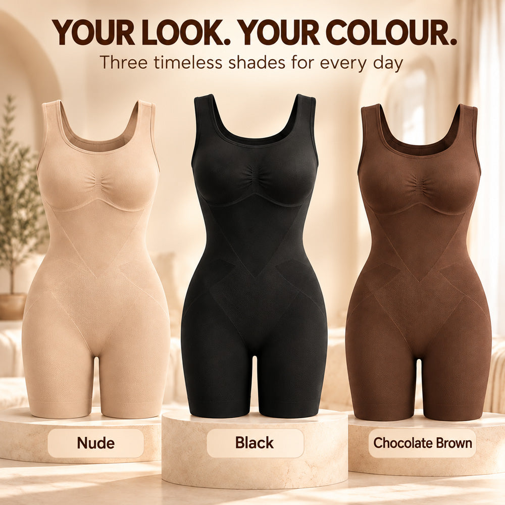 Back Pull Down Easy Bathroom Shaping Bodysuit | Tummy & Butt Contour Shapewear