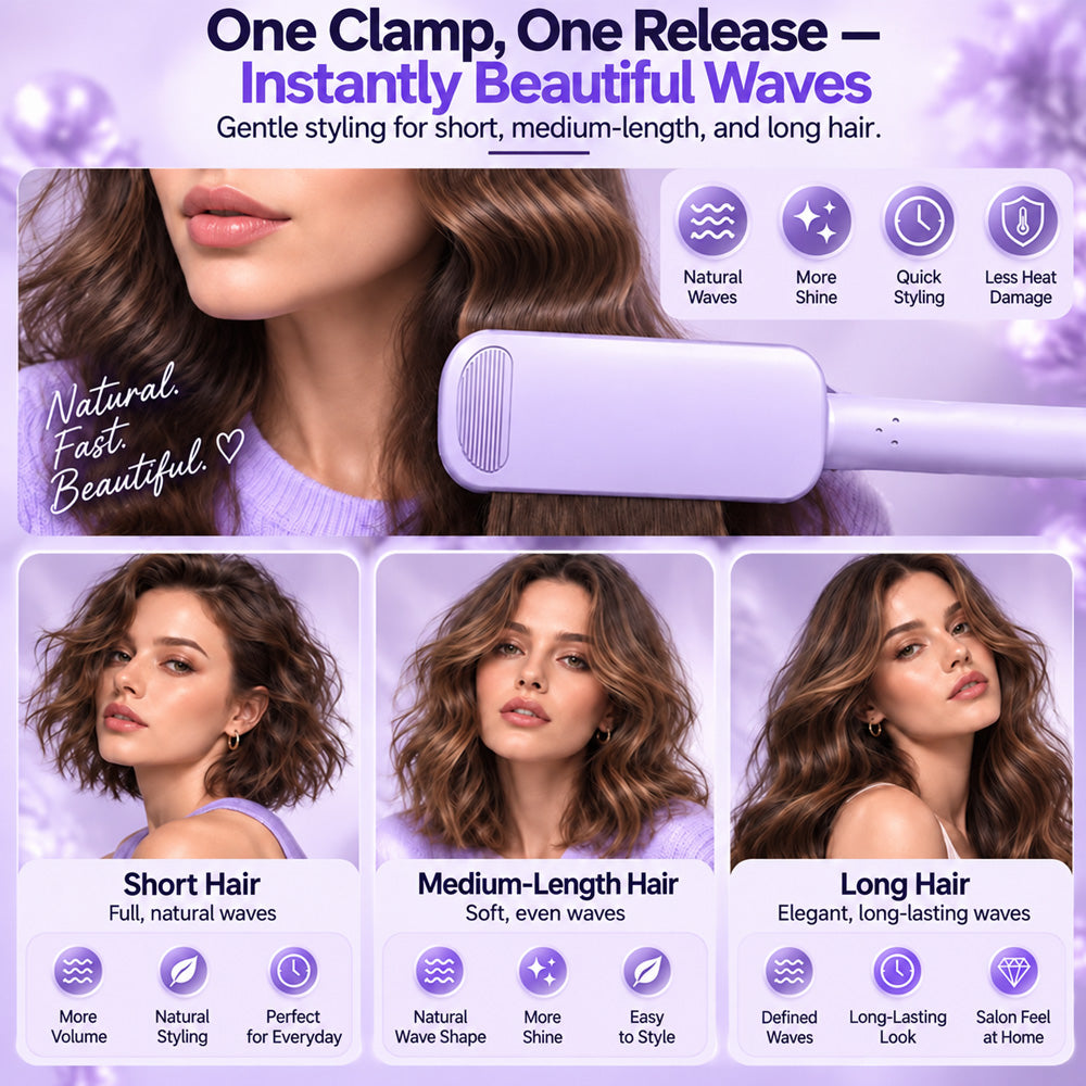 ✨ 50% OFF! 32mm Waver – Soft Waves, Full of Glamour! 🌊 4 temperature settings, ready to use in around 10 seconds, with ionic technology.
