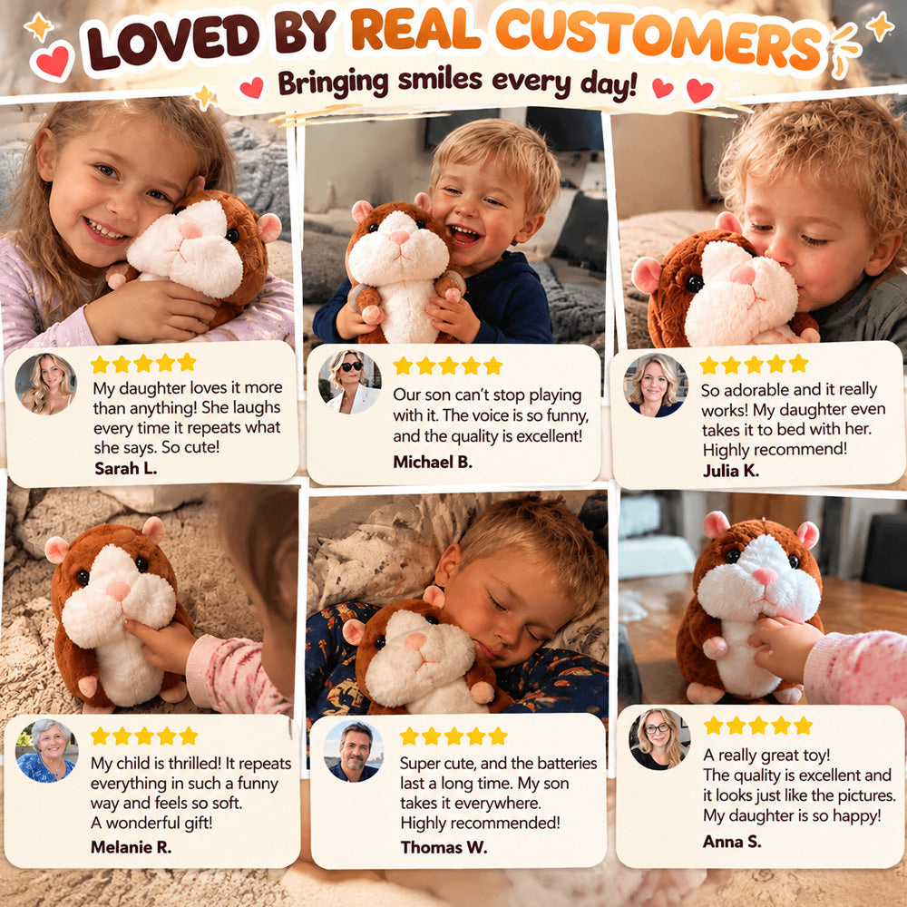 🐹 Last Day Special Price £9.99! Free Shipping！✨Talking Hamster Plush – repeats whatever you say, auto head-shaking, hilarious fun for kids & adults.🎁