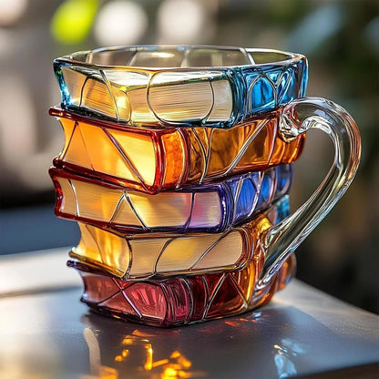 📚🍸Innovative 3D Painting Book Coffee Cup, Unique Stacked Book Mug, Perfect Gift for Literature Lovers, Creative Colorful Book Gift
