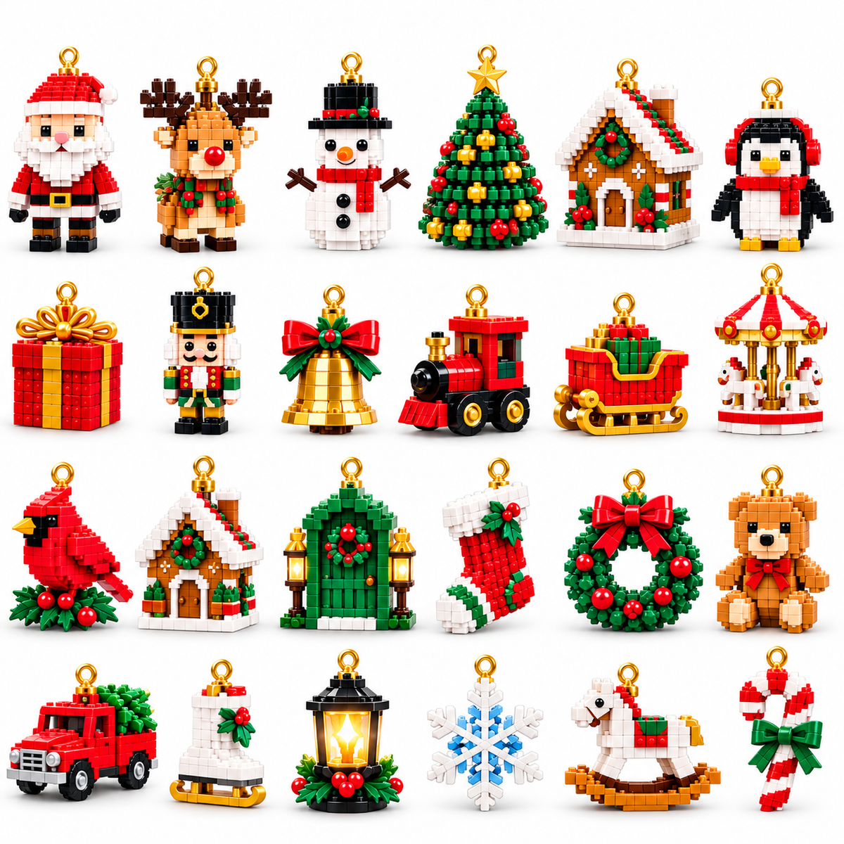 ⏳ Last day to save 49% – 🎄 24-Day Mini Christmas Ornament Advent Calendar | 24 unique festive buildable designs with hanging loops—perfect for decorating Christmas trees, wreaths, and holiday displays 🧱