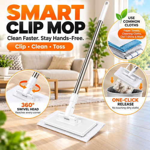 ⏳LAST DAY SALE ONLY🔥Extendable Telescopic Disposable Flat Clip Mop, 360° Swivel Lightweight Floor Mop