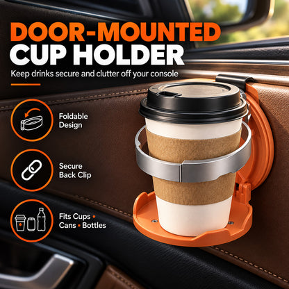 🥤🔥 LIMITED-TIME OFFER £16.99 TODAY.Universal Foldable Car Cup Holder with Hook, Space-Saving Vehicle Drink Holder for Bottles, Coffee Cups & Tumblers
