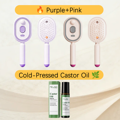 💖Scalp Massager Comb 💆‍♀️ – Self-Cleaning 🧼, Tangle-Free ✂️ & Frizz-Control Hair Brush with Soothing Mist Spray 💨✨ | Perfect for Dry, Brittle Hair 💧🌟