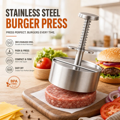 🍔 Perfect Burgers in 1 Press! The Ultimate Spring-Loaded Patty Maker — Stop Cooking Uneven, Crumbly Messes!