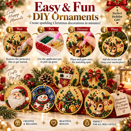🎅🎄Christmas DIY Diamond Painting Ornaments Kit – Xmas Tree Hanging Craft Decoration✨🎁