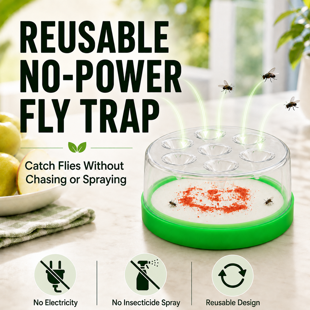 🏠🛡️Reusable Non-Electric Fly Trap--Near kitchen sinks, trash cans, pet bowls, garage windows, patios, and BBQs.