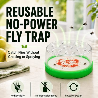 🏠🛡️Reusable Non-Electric Fly Trap--Near kitchen sinks, trash cans, pet bowls, garage windows, patios, and BBQs.