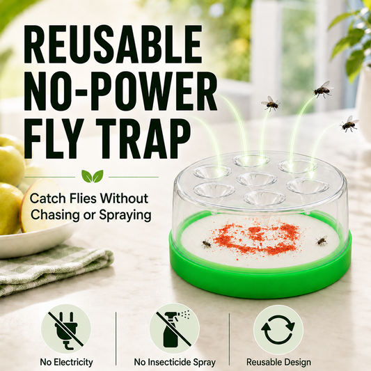🏠🛡️Reusable Non-Electric Fly Trap--Near kitchen sinks, trash cans, pet bowls, garage windows, patios, and BBQs.