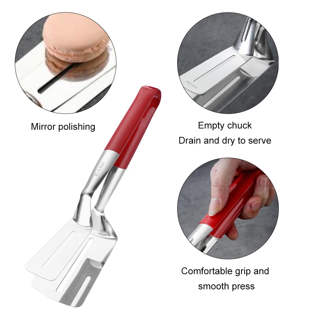 🍳👨‍🍳Buy One, Get One Free,Stainless Steel Grill Clamp Spatula, Anti‑Scald Extended Handle Spatula Tongs 🍳2PCS Makes Cooking Easier – One for Meat, One for Veg 🥩🥦
