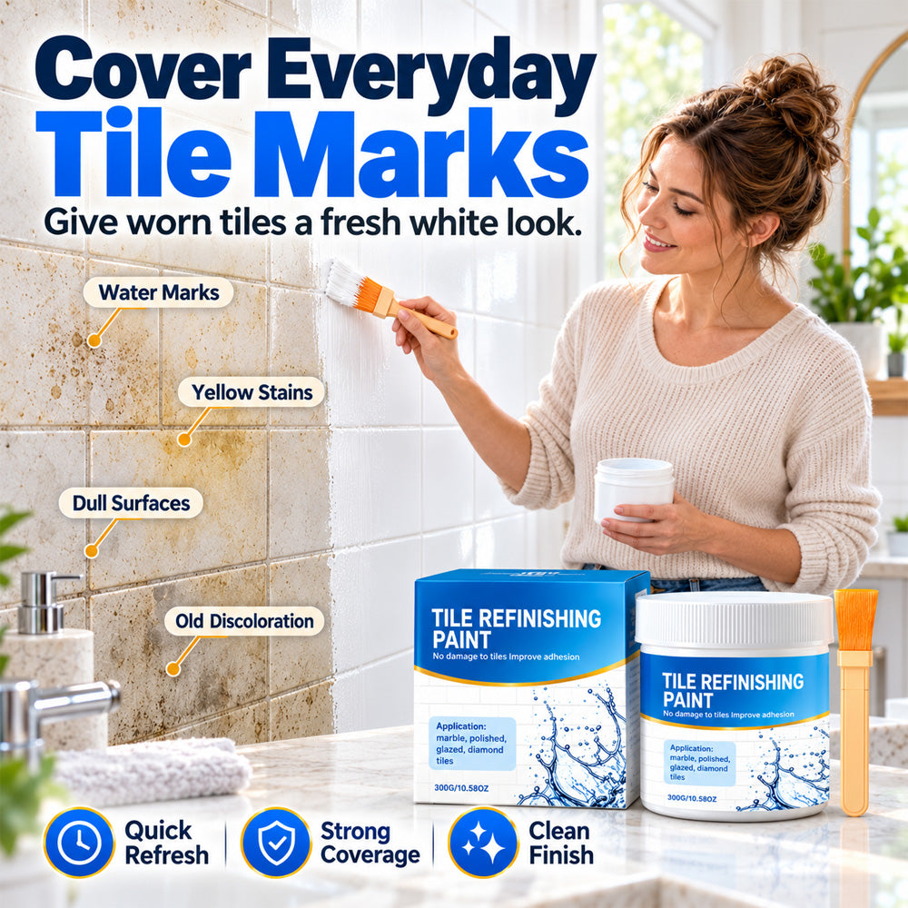 White Tile Refinishing Paint with Brush/✨ REFRESH OLD, STAINED SURFACES