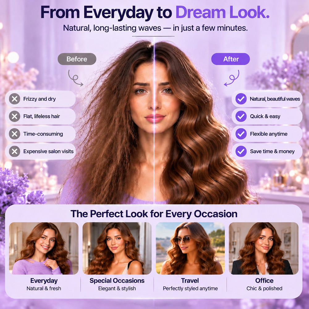 ✨ 50% OFF! 32mm Waver – Soft Waves, Full of Glamour! 🌊 4 temperature settings, ready to use in around 10 seconds, with ionic technology.